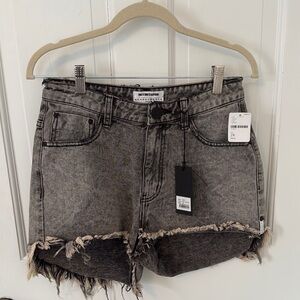 NWT One Teaspoon Gray Distressed Denim Shorts